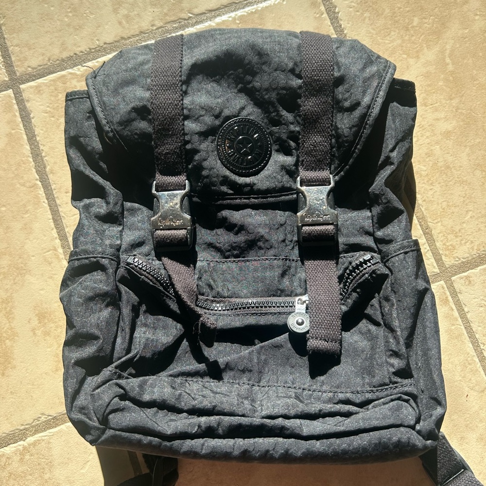 Kipling Black Clip Strap Backpack
